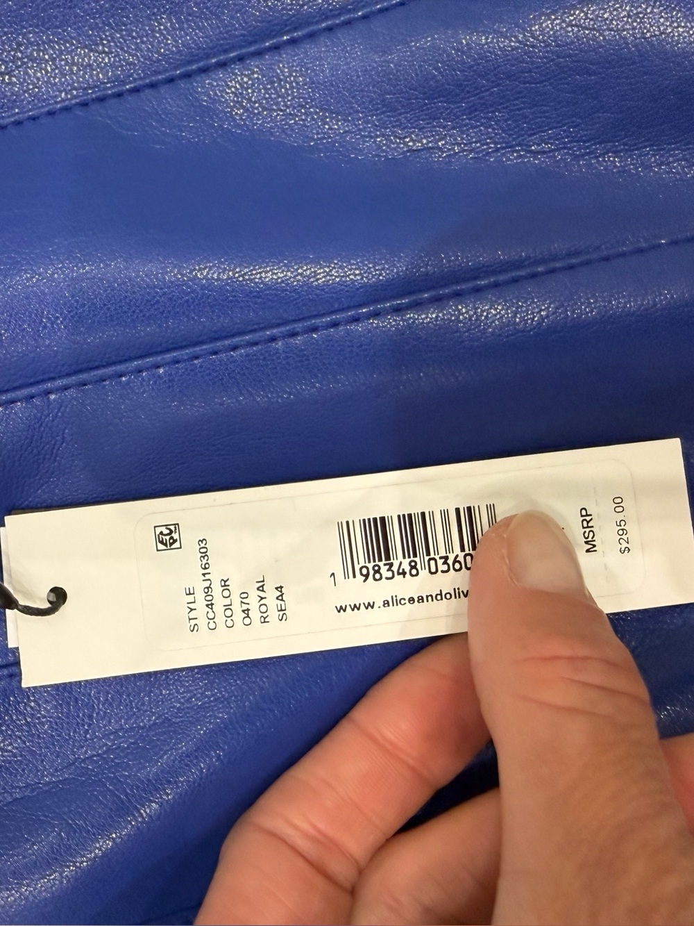 Alice + Olivia Royal Blue Pleated Leather Mini Skirt, NWT , size 6 - Picture 5 of 5